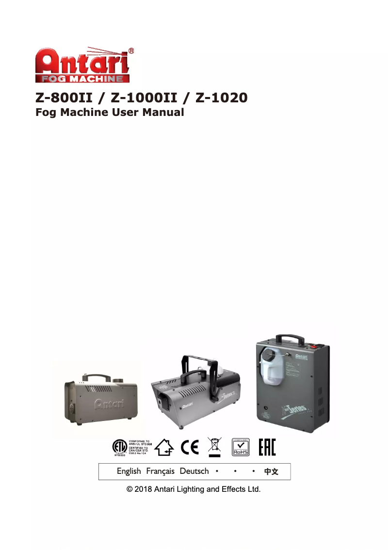 Page 1 of the manual User Manual Antari Z-1020