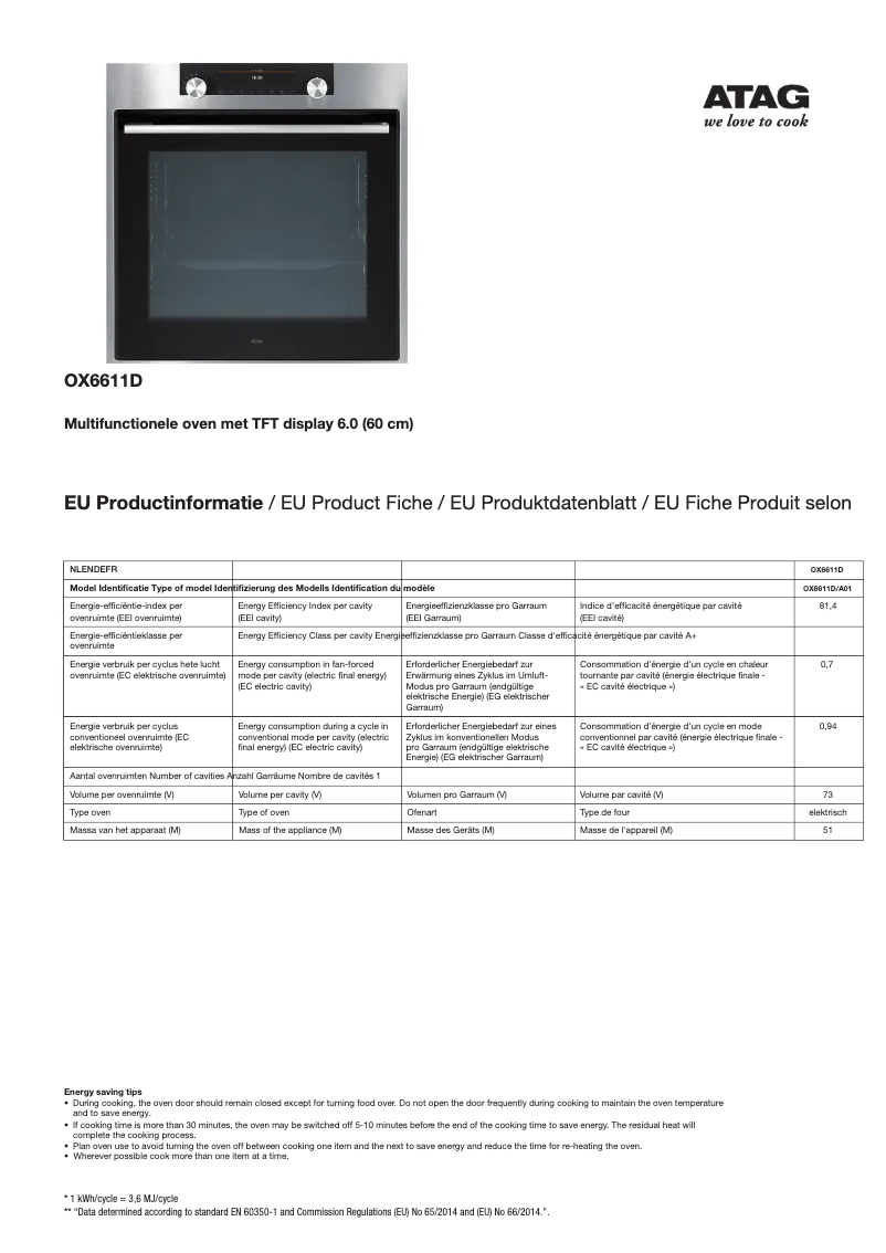 First page image of the manual for OX6611D