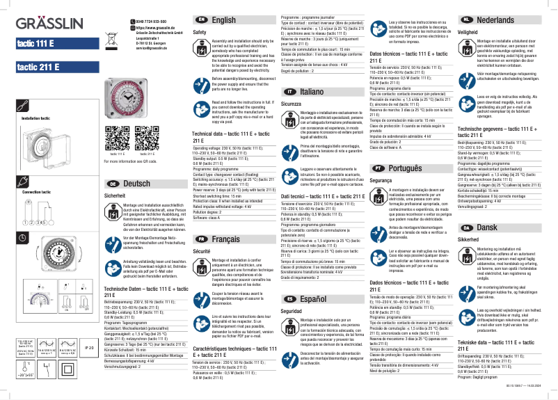First page image of the manual for tactic 111 E