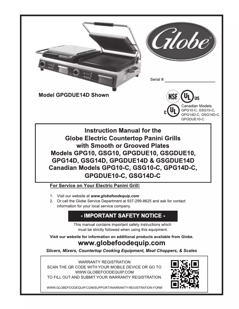 First page image of the manual for GPGDUE14D