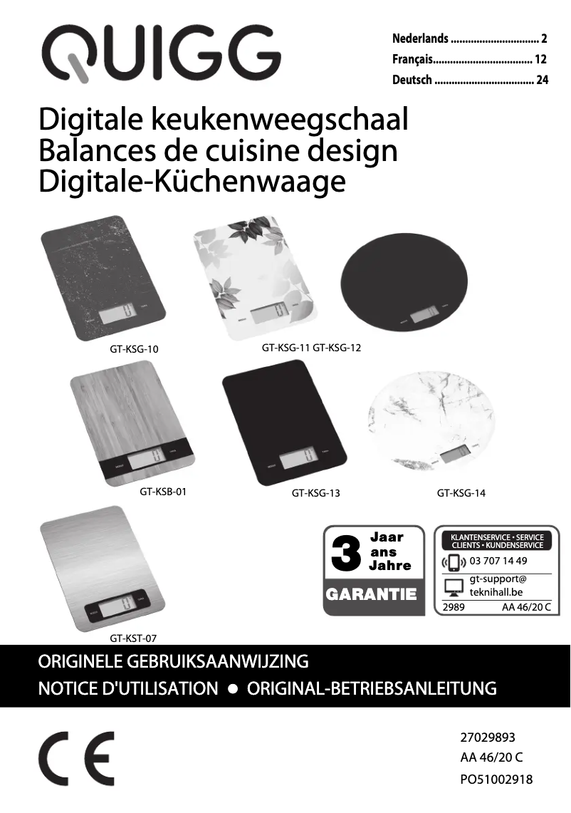 Page 1 of the manual User Manual Quigg KST-07