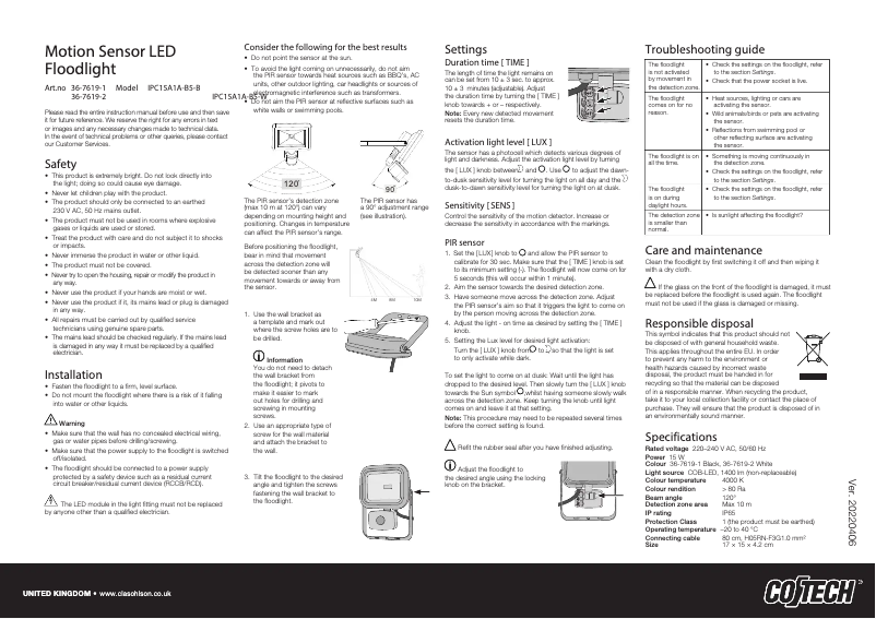 First page image of the manual for IPC15A1A-B5