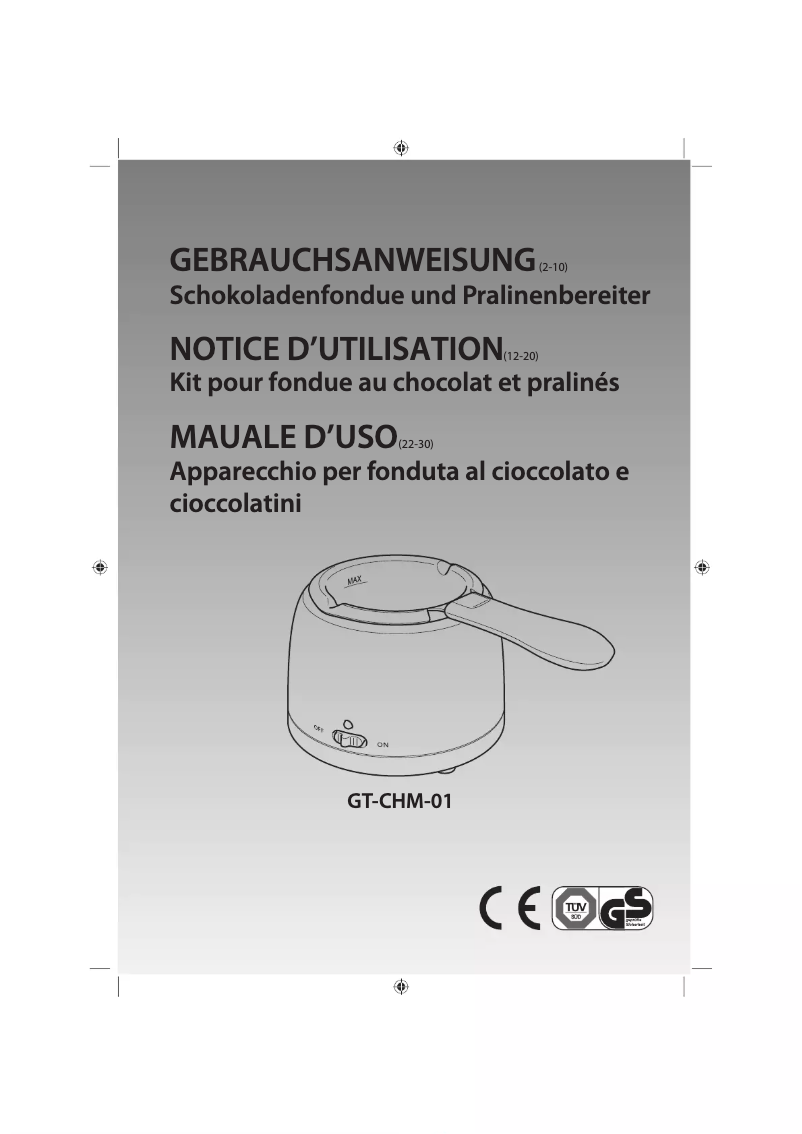 First page image of the manual for GT-CHM-01