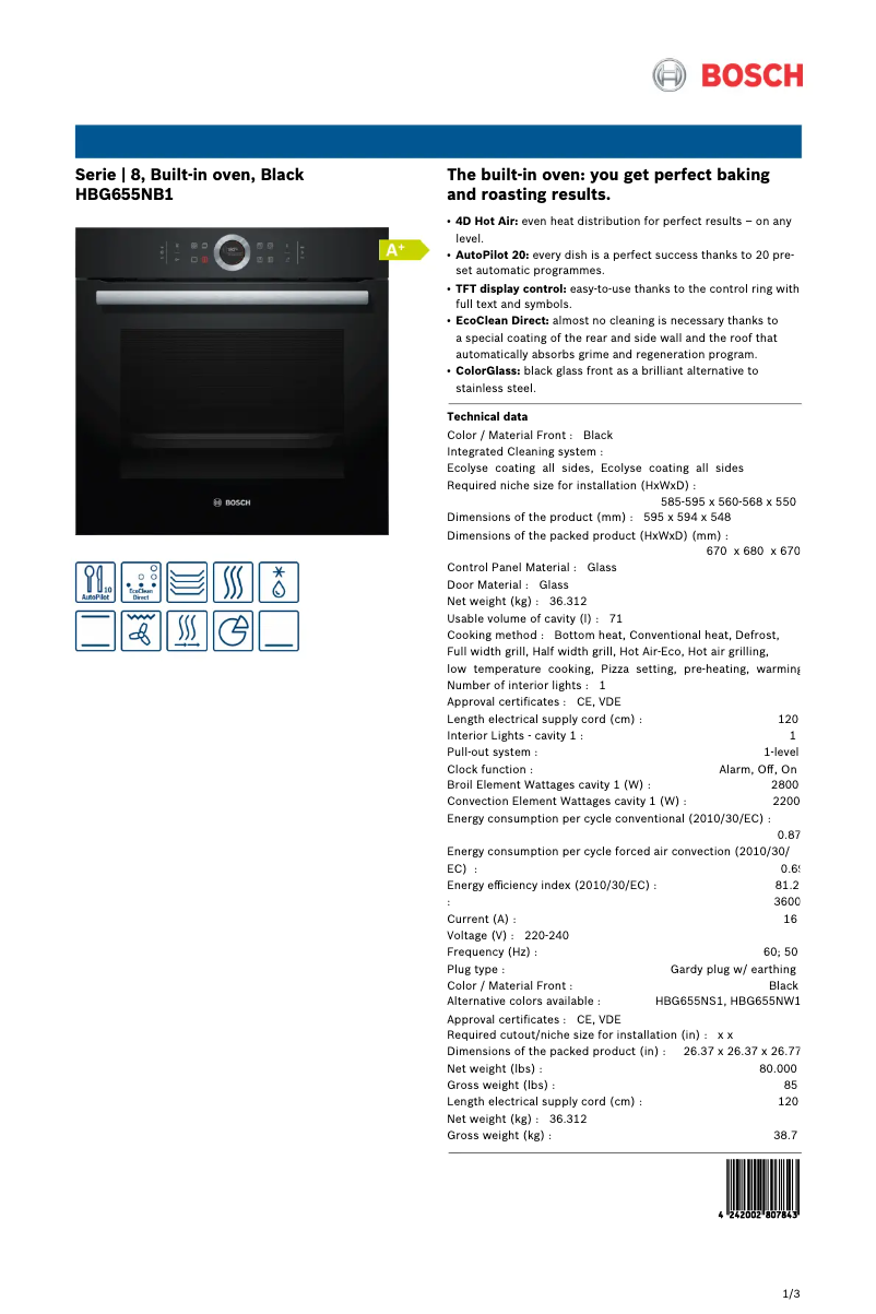 First page image of the manual for HBG655NB1