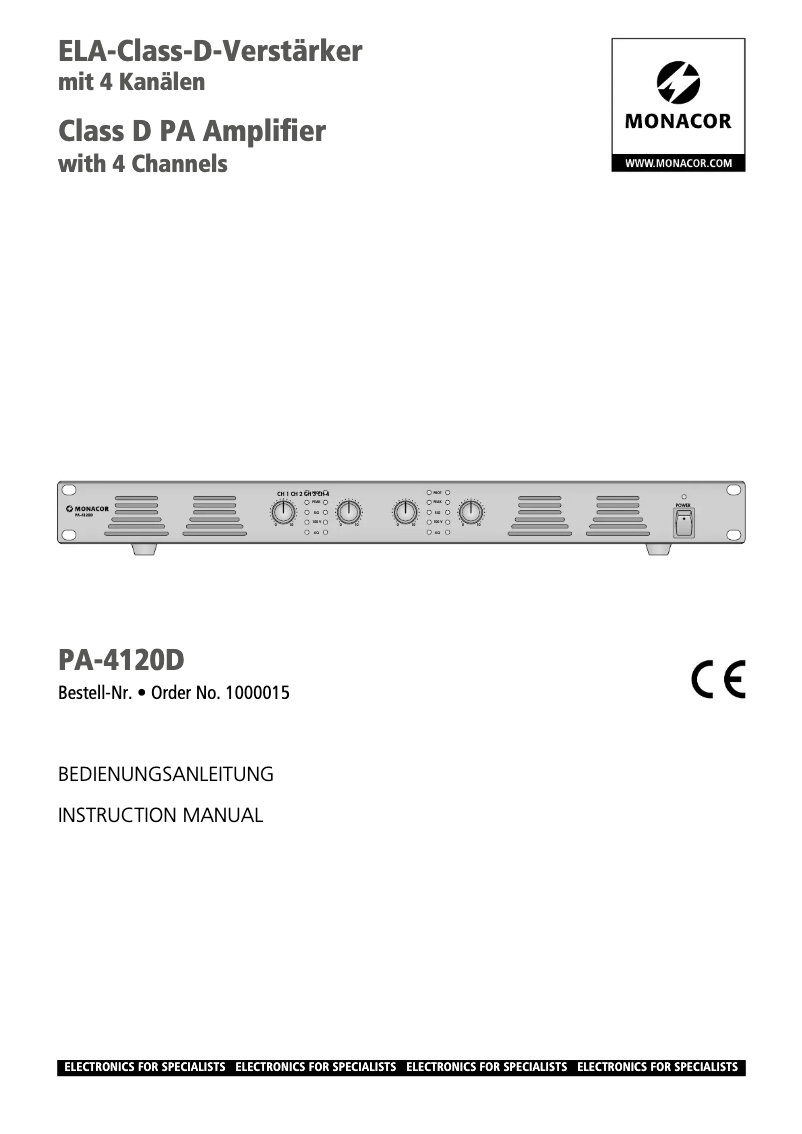 First page image of the manual for PA-4120D