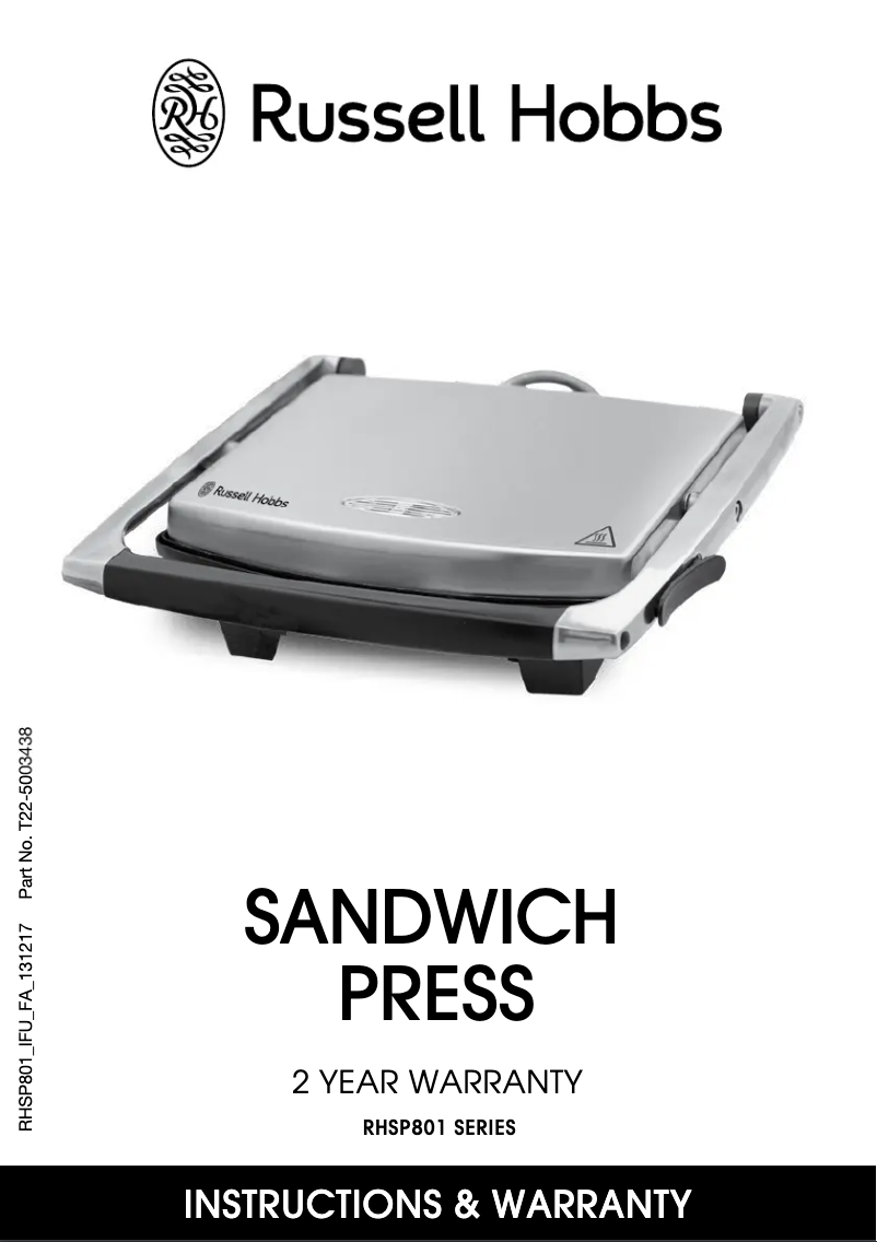 First page image of the manual for RHSP80