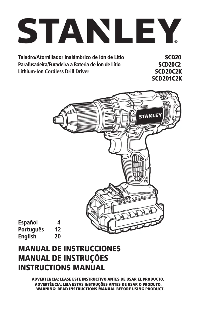 Page 1 de la notice Manuel utilisateur Stanley SCD201C2K