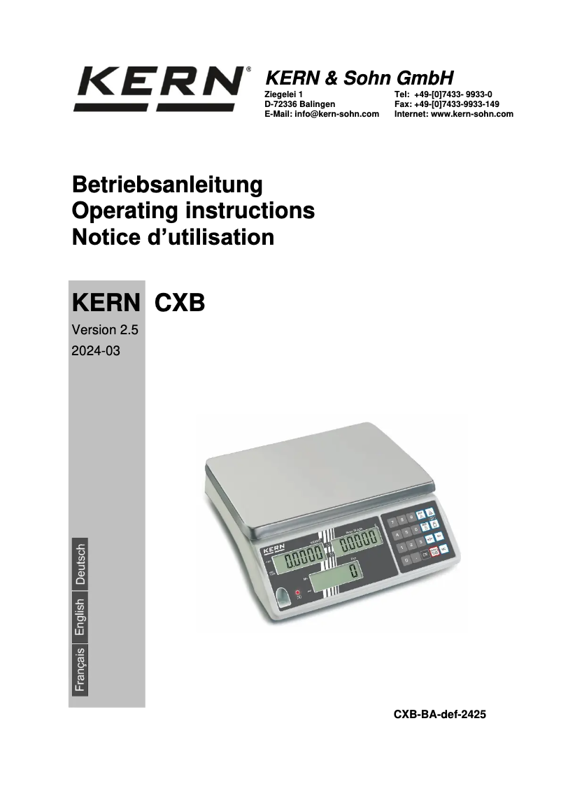 First page image of the manual for CXB 15K1