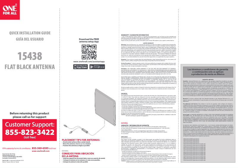 Page 1 of the manual User Manual One for all 15438