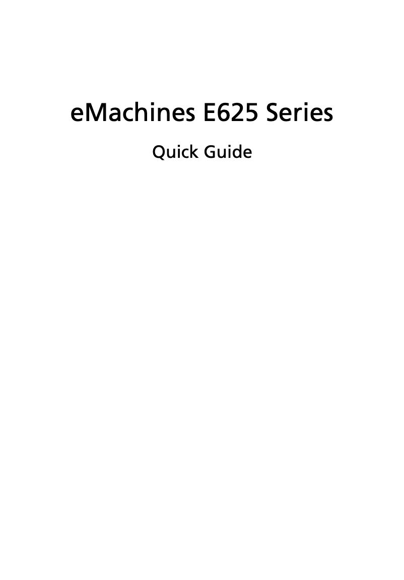 First page image of the manual for eMachines E625