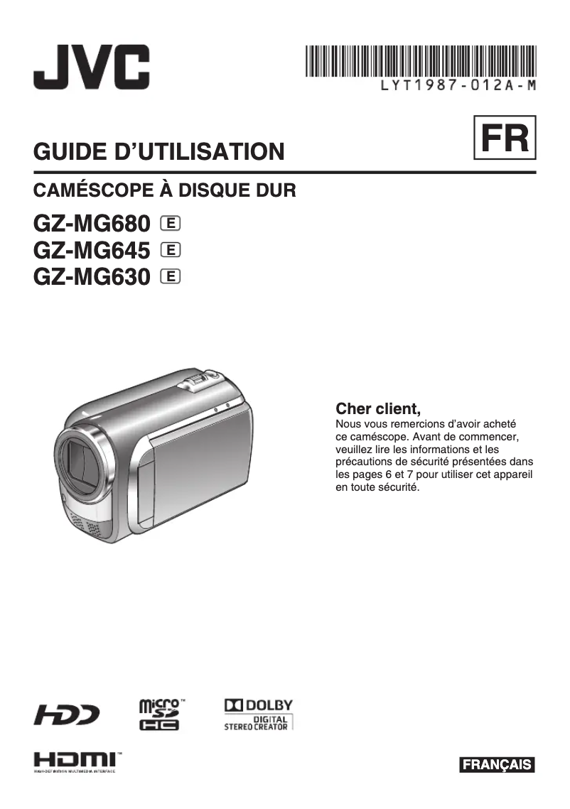 First page image of the manual for GZ-MG360