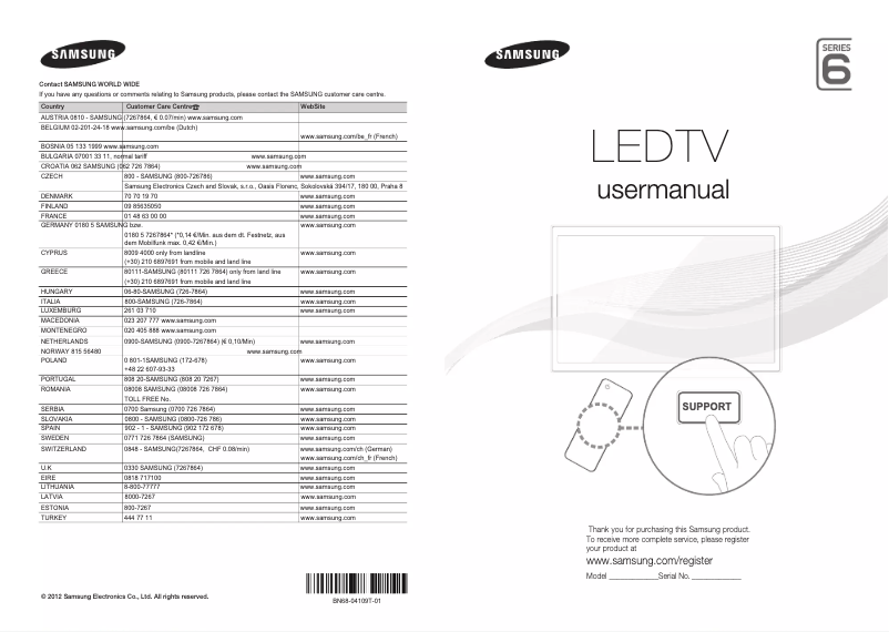 First page image of the manual for UE46ES6530