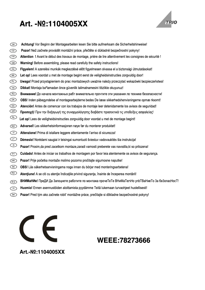 First page image of the manual for Chiara 110400501