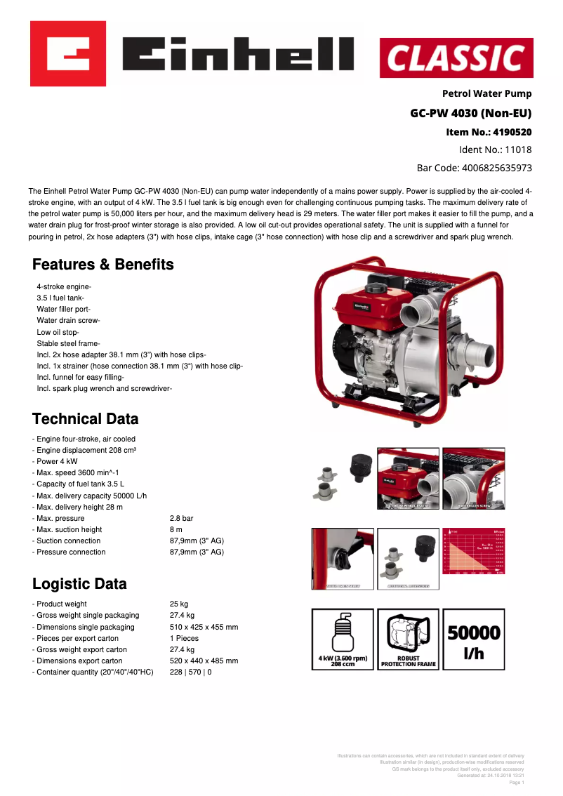 First page image of the manual for GC-PW 4030