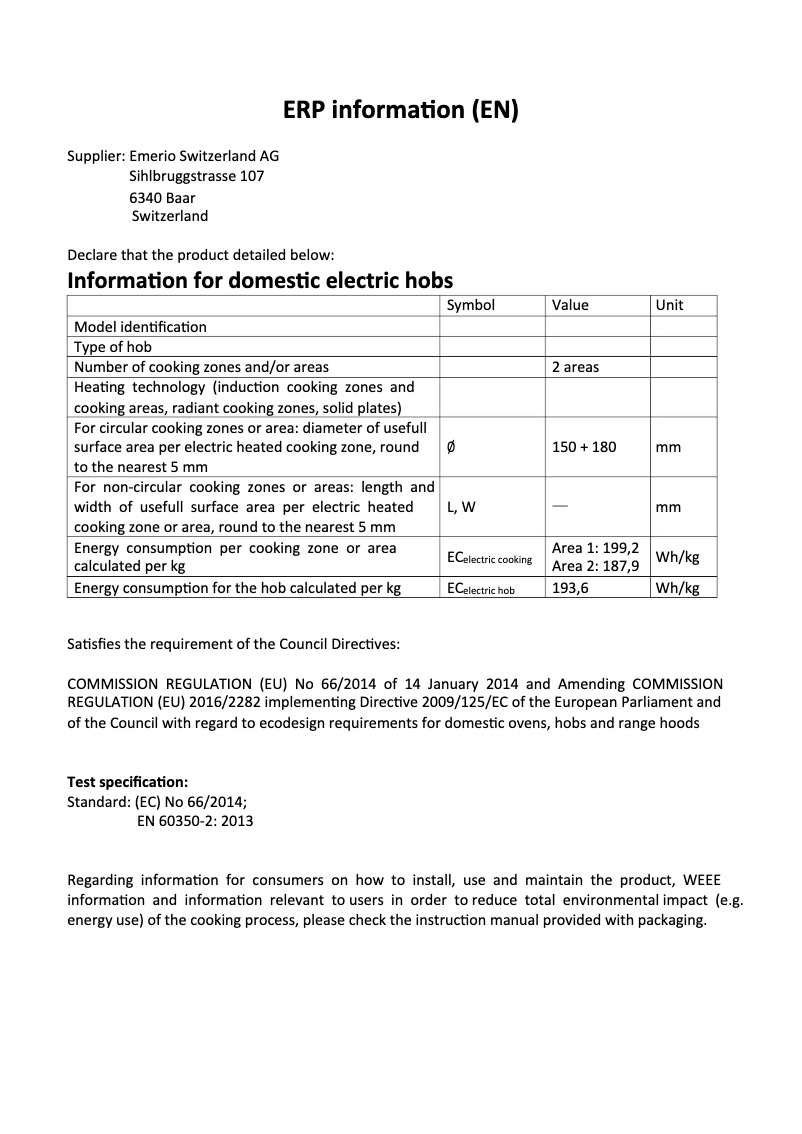 Page 1 of the manual Technical Sheet Emerio HP-108924.3