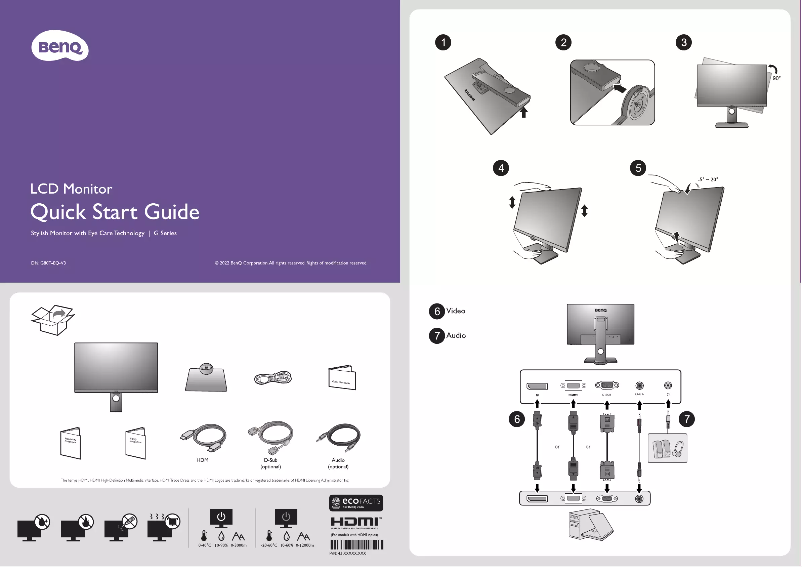 Page 1 of the manual Quick Start Guide BenQ GW2780T