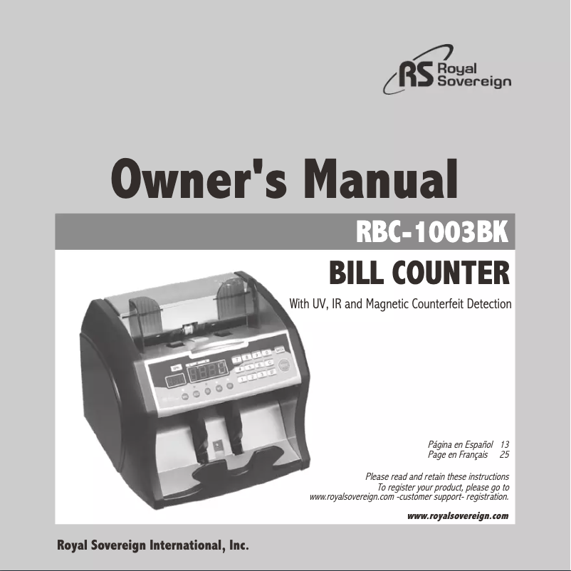 Page 1 of the manual User Manual Royal Sovereign RBC-1003BK