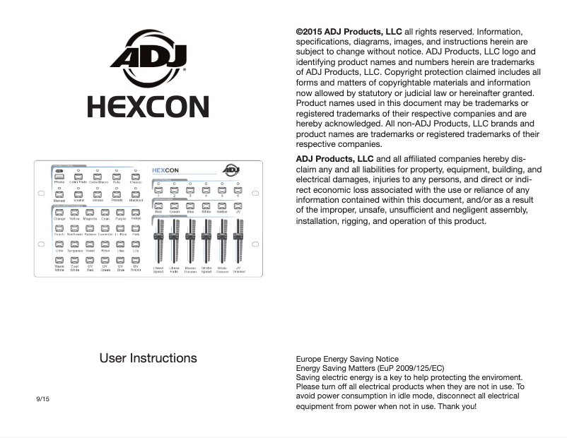 Page 1 of the manual User Manual American DJ Hexcon