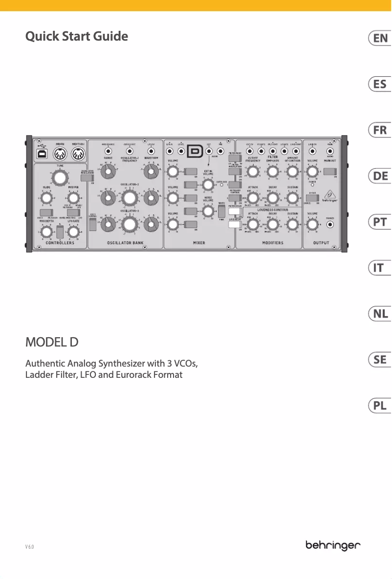 Page 1 of the manual Quick Start Guide Behringer Model D