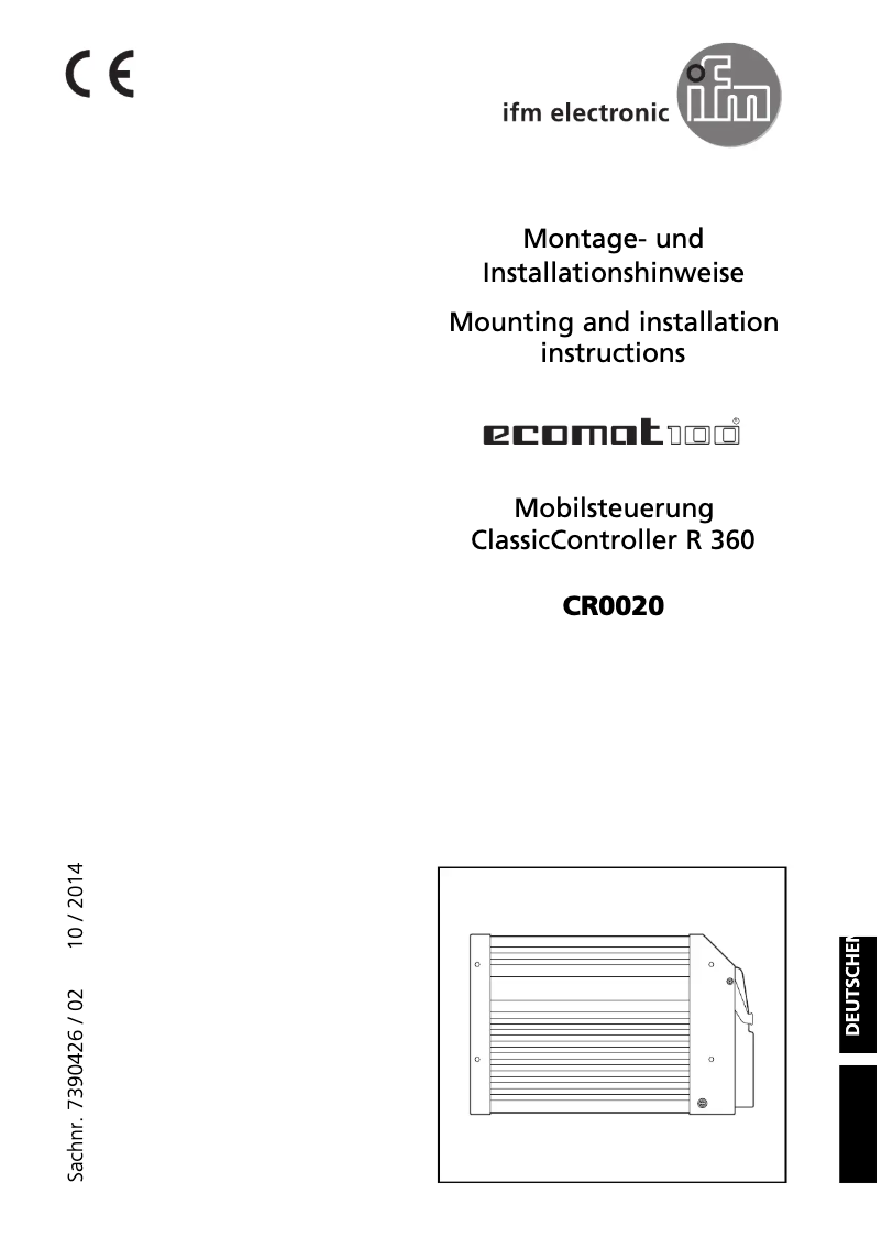 Page 1 of the manual User Manual IFM CR0020