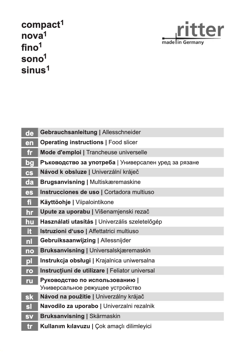 Page 1 de la notice Manuel utilisateur Ritter Sinus 1