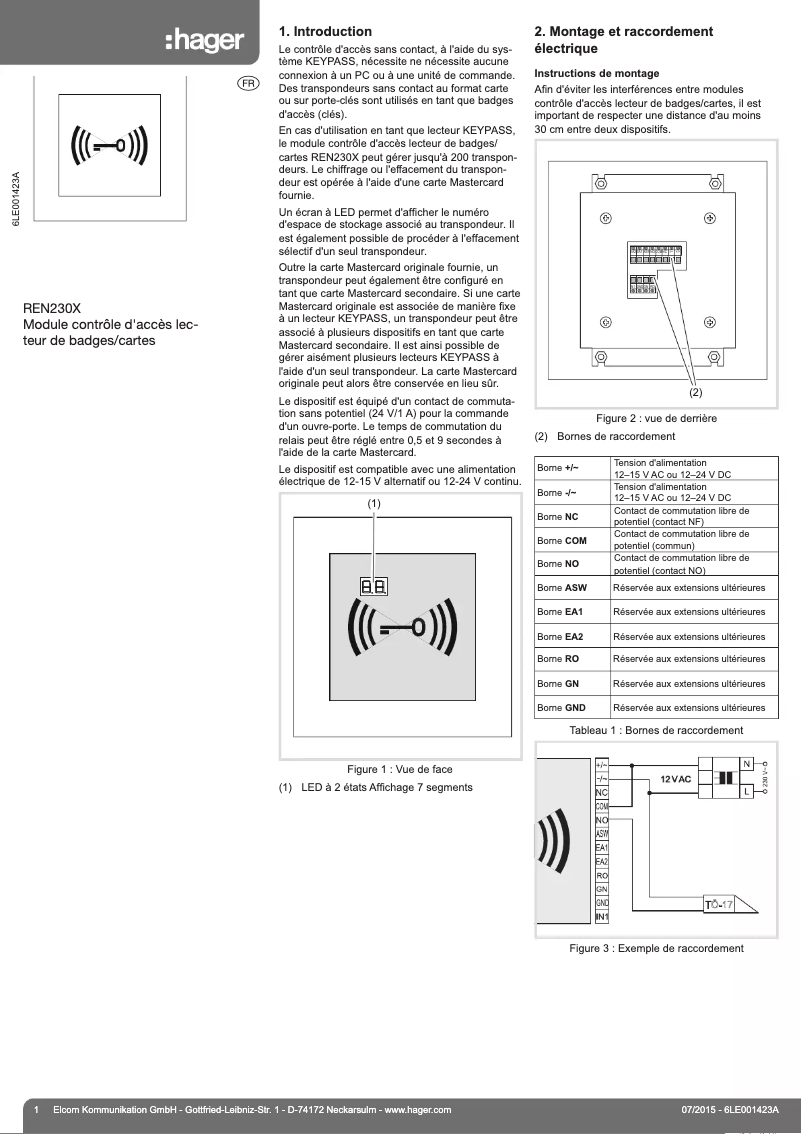 Page 1 of the manual User Manual Elcom REN230X