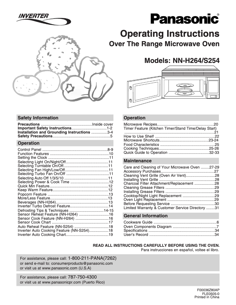 First page image of the manual for Inverter NN-H264