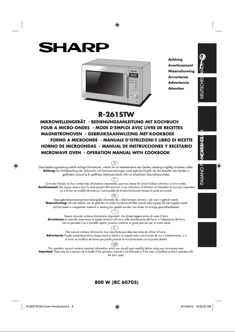 Page 1 of the manual User Manual Sharp R-261STW