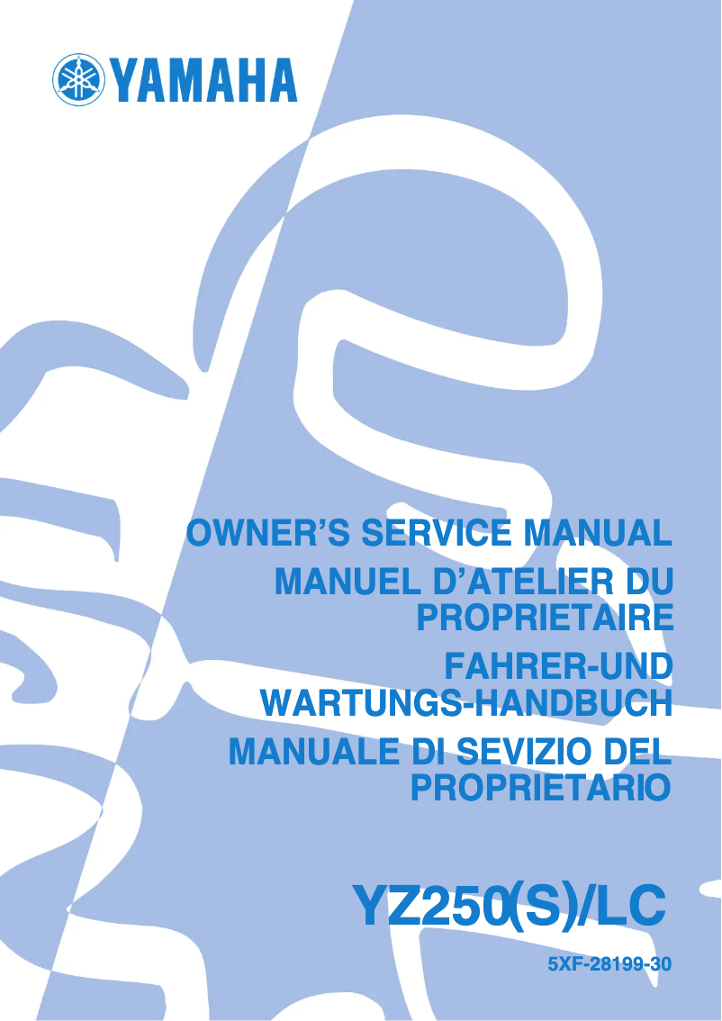 First page image of the manual for YZ250 (2003)