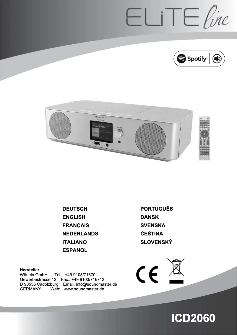 Page 1 of the manual User Manual Soundmaster ICD2060