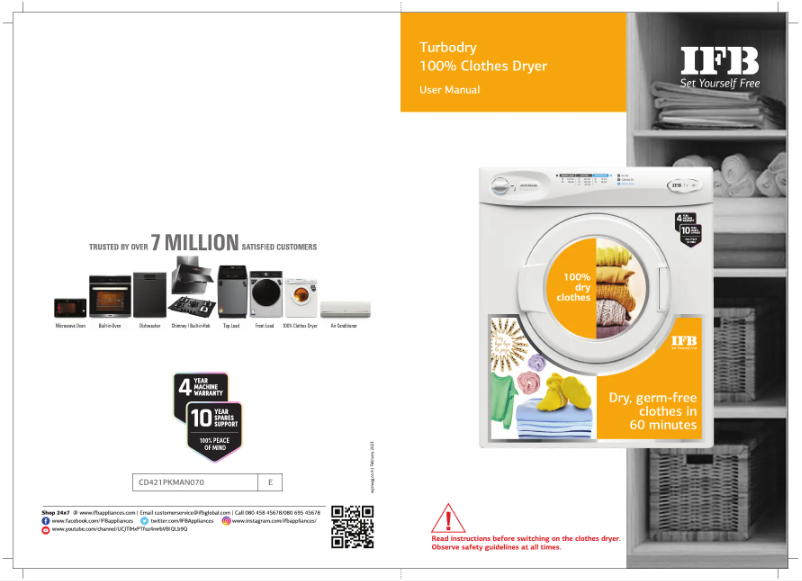 Page 1 of the manual User Manual IFB TurboDry 550