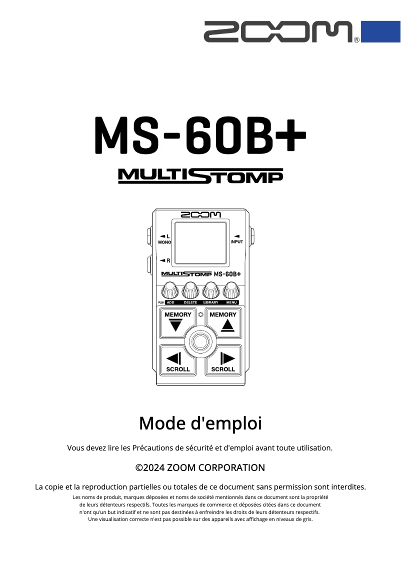 First page image of the manual for MultiStomp MS-60B