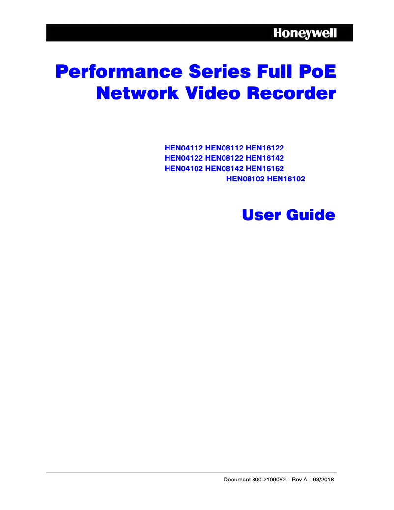 Page 1 of the manual User Manual Honeywell HEN08112