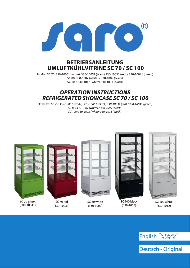 Page 1 of the manual User Manual Saro SC 70