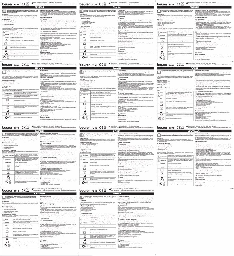 Page 1 of the manual Use and Maintenance Manual Beurer FC 48