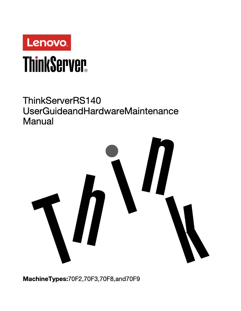 First page image of the manual for ThinkServer RS140