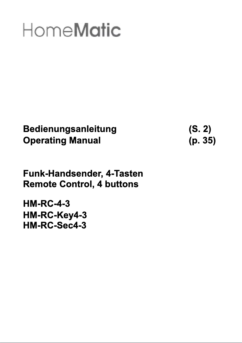 First page image of the manual for HM-RC-4-3