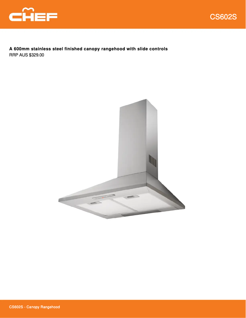 Page 1 of the manual Technical Sheet Chef CS602S