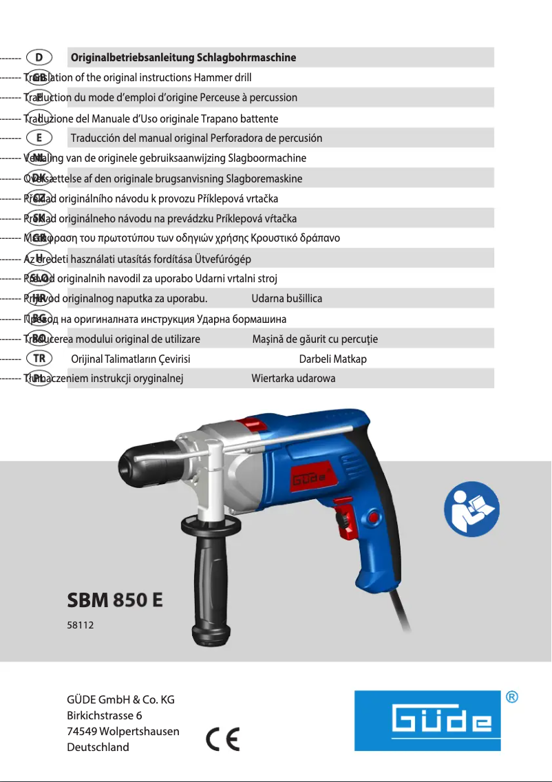 First page image of the manual for SBM 850 E