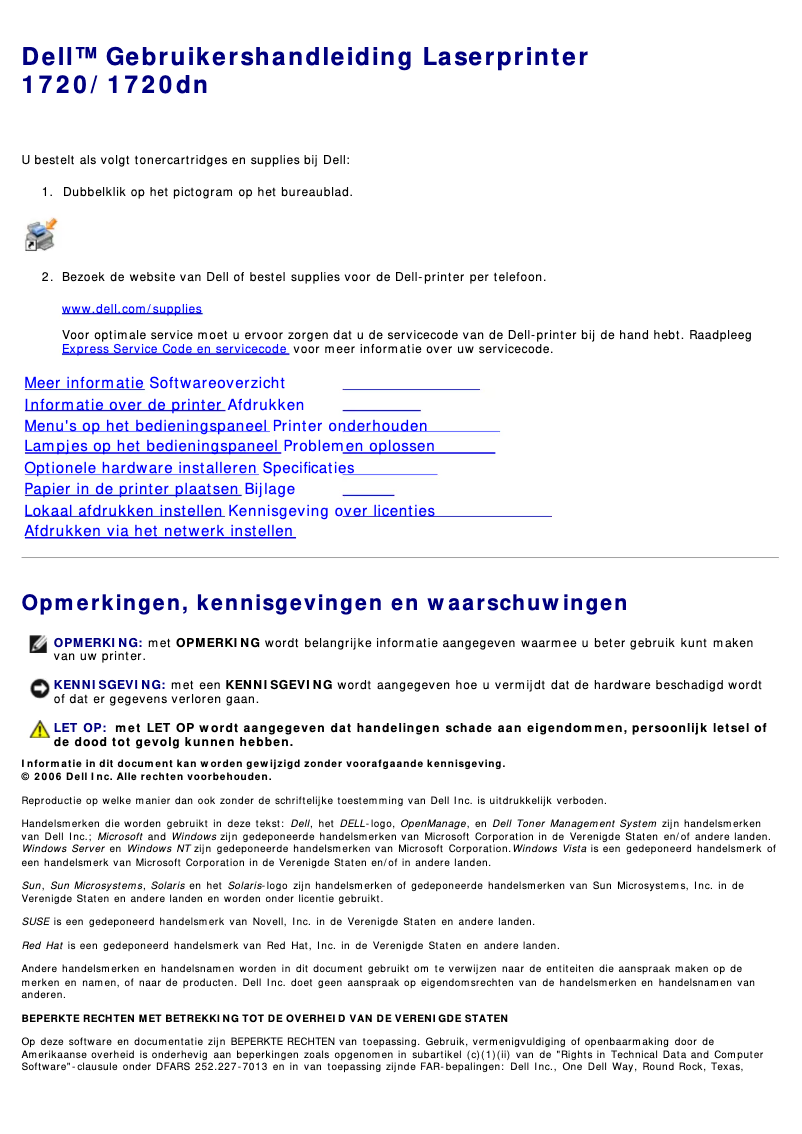 Page 1 of the manual User Manual Dell 1720dn