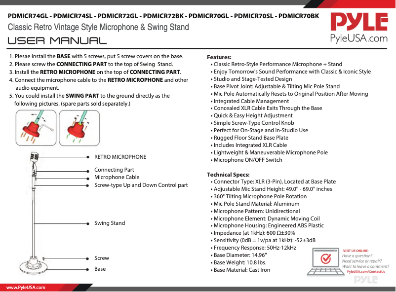First page image of the manual for PDMICR72BK