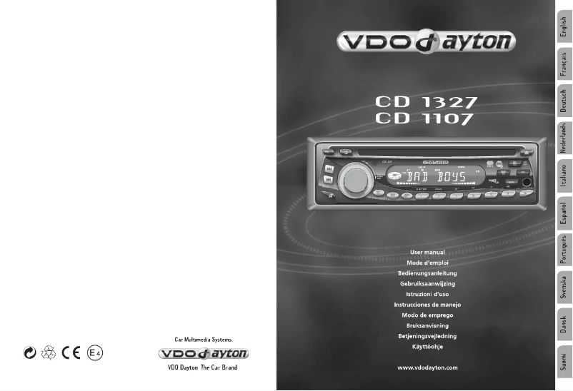 Page 1 of the manual User Manual VDO Dayton CD 1327