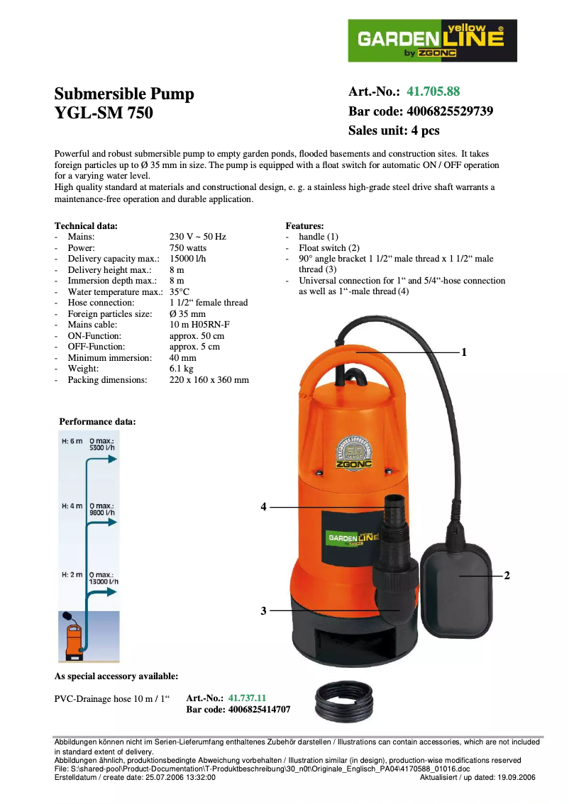 Page 1 of the manual User Manual Yellow Garden Line YGL-SM 750