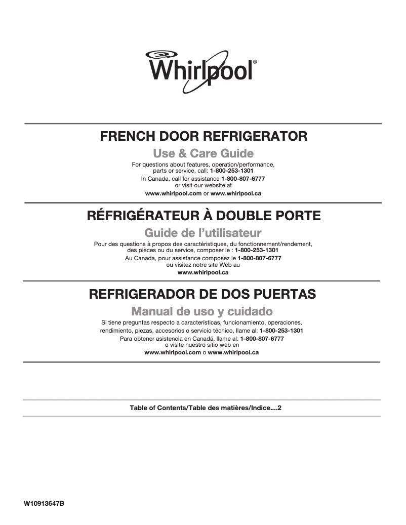 First page image of the manual for WRF954CIH