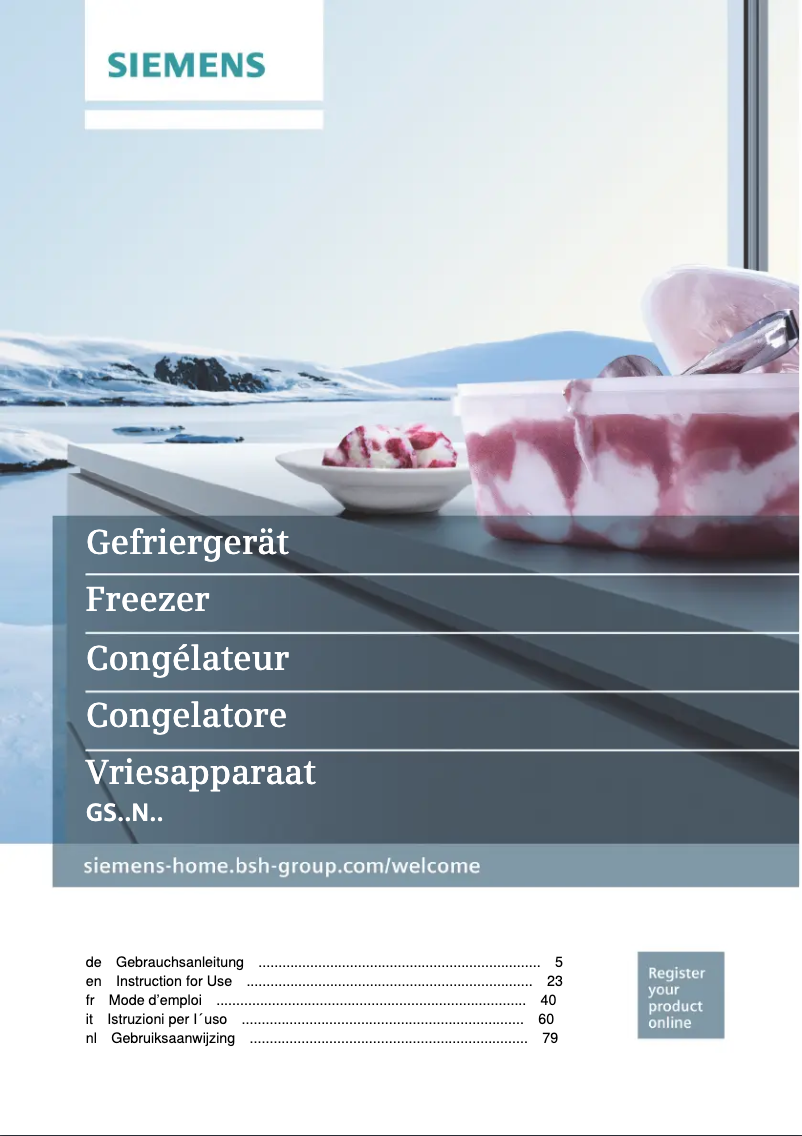 Page 1 of the manual User Manual Siemens iQ300 GS36NVW3P