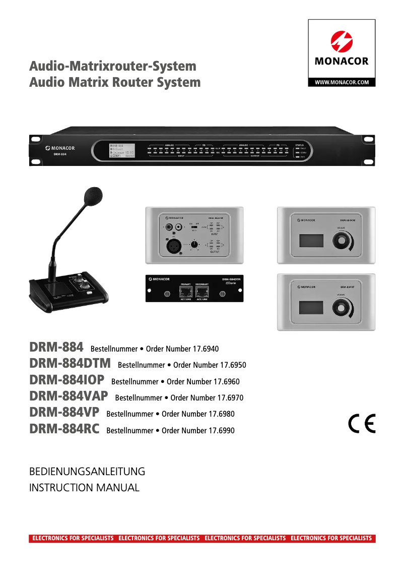 First page image of the manual for DRM-884