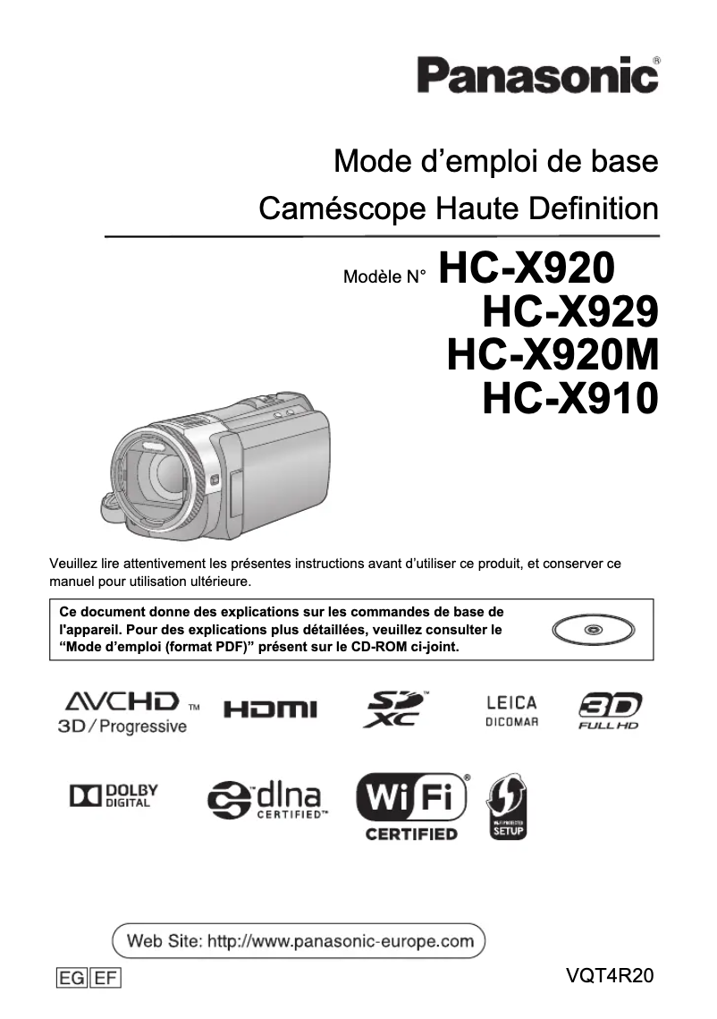 Page 1 of the manual User Manual Panasonic HC-X910