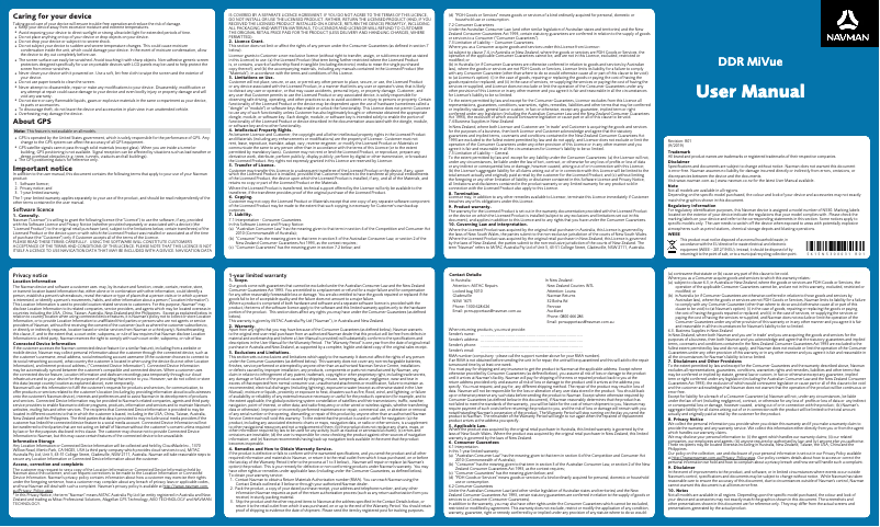 Page 1 of the manual User Manual Navman MiVue 735