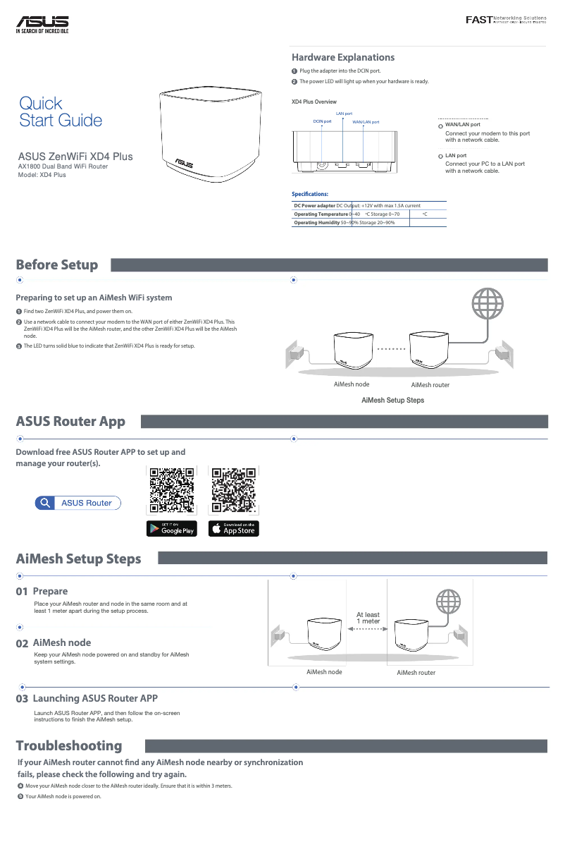 First page image of the manual for ZenWiFi XD4 Plus AX