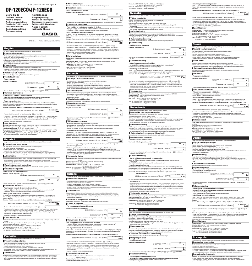 Page 1 of the manual User Manual Casio JF-120ECO